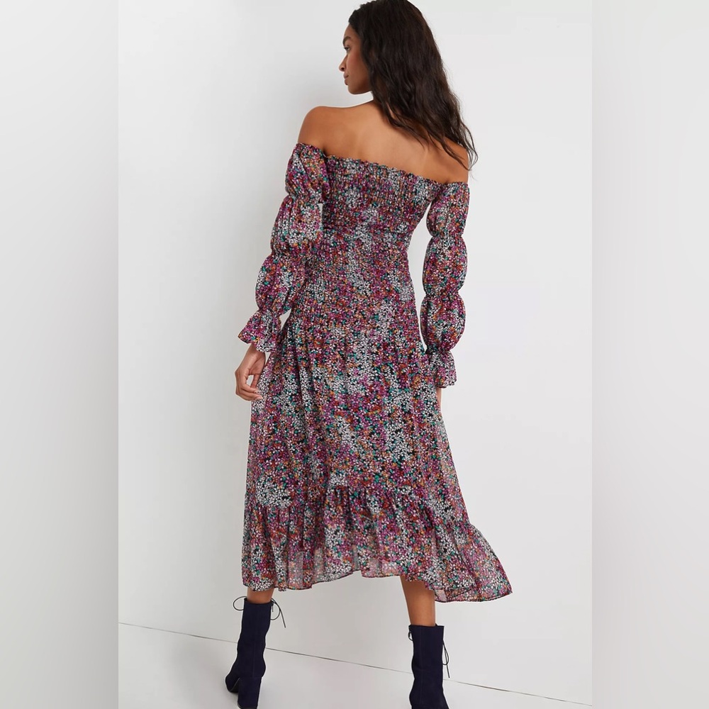 NWT MISA Los Angeles Sabrina Multicolored Floral Off The Shoulder Maxi Dress - Picture 2 of 7